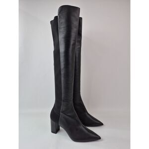 Stuart Weitzman Women's Black Linsi Over the Knee Boot Pointed Toe Heel Size 6.5